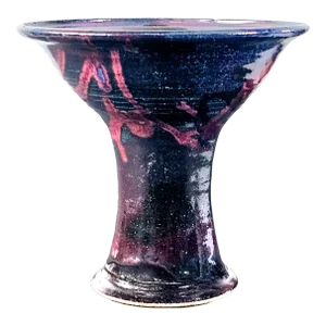 Studio Art Pottery Pedestal Bowl With Layered Drip Glaze in Violet and Burgundy, Signed