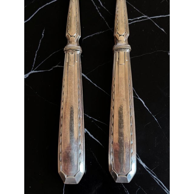 Silver Salad Servers with Minerva Hallmark, 1930s, Set of 2 For Sale - Image 4 of 11