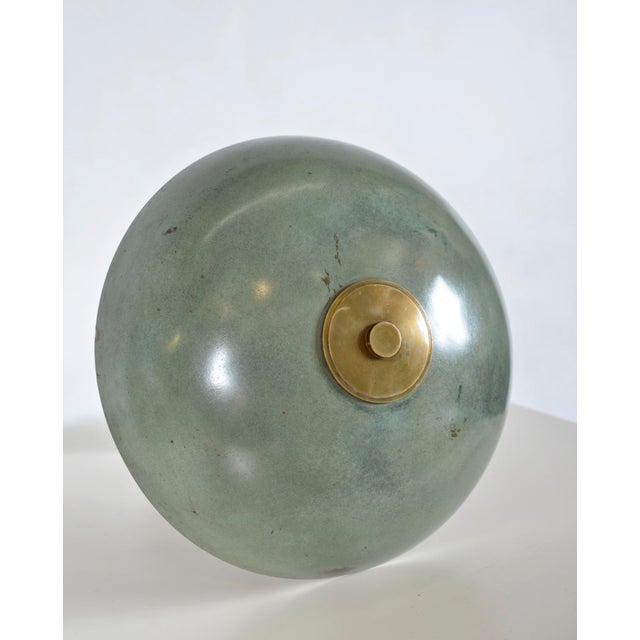 French Art Deco Verdigris Green Brass Mushroom Desk Light, 1930s For Sale - Image 12 of 18