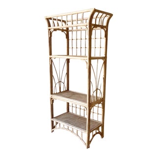 Boho Chic Bamboo Rattan Etagere/Bookcase For Sale