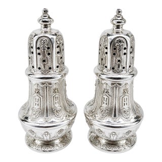 Vintage Japanese Silver-Plated Salt & Pepper Shakers by Corbell & Co., Pair For Sale