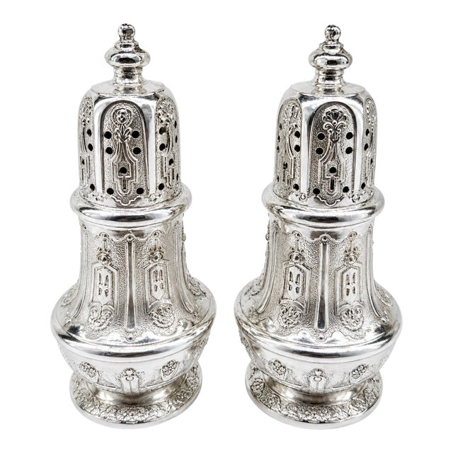 Vintage Japanese Silver-Plated Salt & Pepper Shakers by Corbell & Co., Pair For Sale