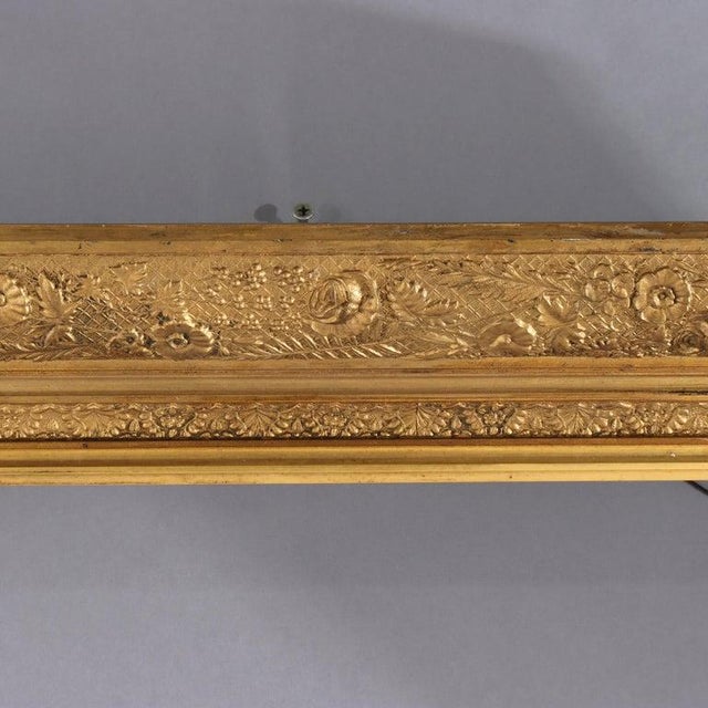 1910s Antique Arts & Crafts First Finish Gilt Wood Frame With Fern & Roses C1910 For Sale - Image 5 of 7