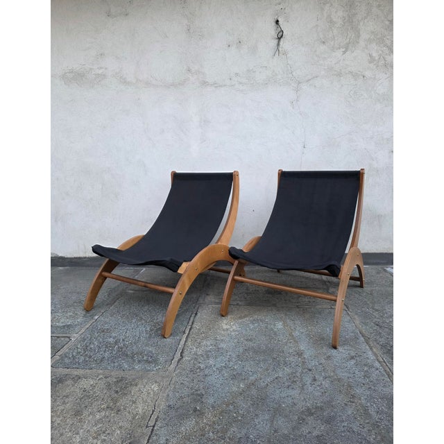 Vintage Lounge Chairs in Black Fabric by Ingmar Relling, 1960s, Set of 2 For Sale - Image 6 of 6
