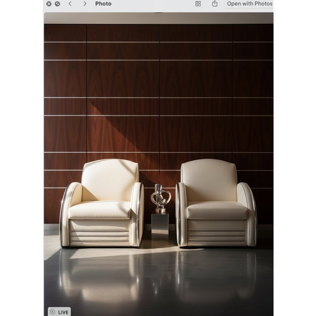 1990s 2-Piece Art Deco Streamline Moderne Seating Suite by Jaz — After Donald Deskey Royalchrome, c.1990s For Sale - Image 5 of 6