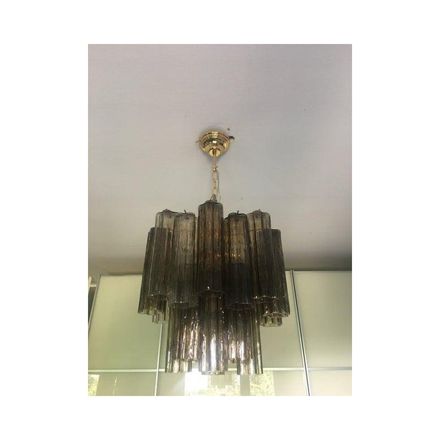 Chandelier Murano Glass Tronchi Like Venini Style in Pink Color Metal frame gold 24 Diameter 50 cm = 19,7” Height 40 cm =...