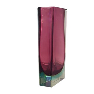 Asymmetrical Sommerso Murano Glass Block Vase, 1960s For Sale