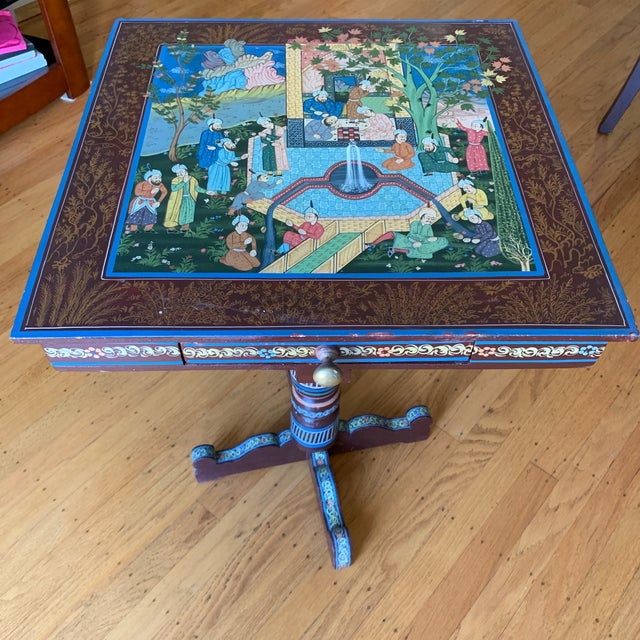 1990s Asian Style Hand-Painted Accent Table For Sale - Image 5 of 5
