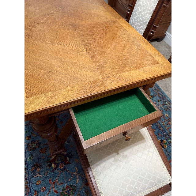 Wood Antique Oak Draw Leaf Table For Sale - Image 7 of 14