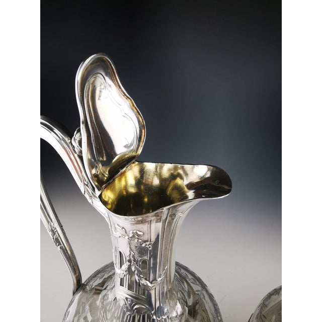 Crystal Ewers in Silver, 1890s, Set of 2 For Sale - Image 6 of 17