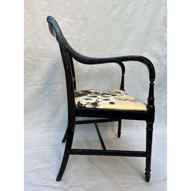 Pyne Hollyhock Chintz Black Neoclassical Armchair For Sale - Image 6 of 16