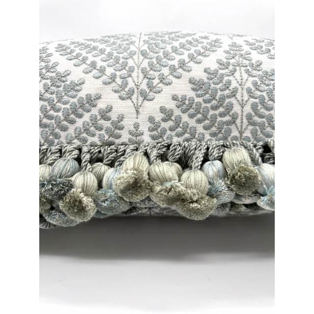 This beautiful handmade decorative 19 x19 inch pillow cover features P. Kaufmann Orchard Sky, a richly textured woven...