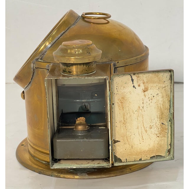 English English Ship's Binnacle Compass of Brass With Side Burner Light For Sale - Image 3 of 9