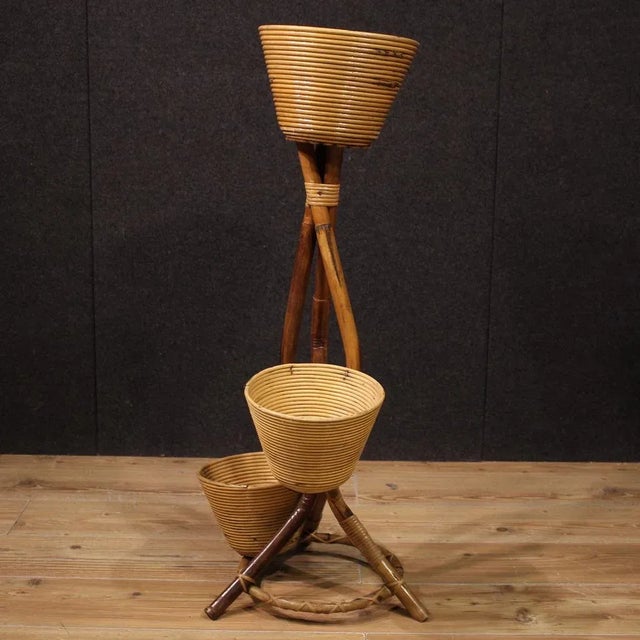 Brown Italian Bamboo Vase Holder, 1960s For Sale - Image 8 of 13