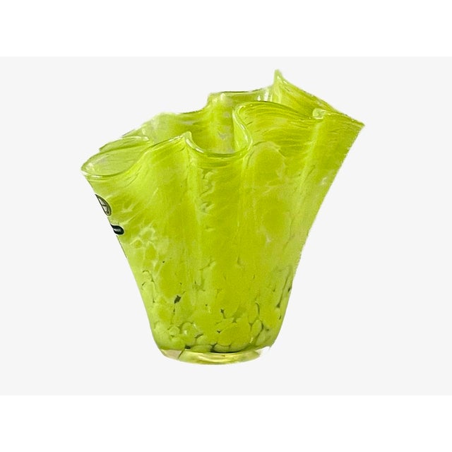 Postmodern Handmade Polish Art Glass Vase, Chartreuse Studio Glass, Circa 2000 For Sale - Image 3 of 6