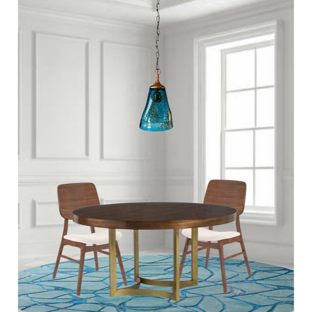 Aqua Art Glass Aqua Blue Pendant Light For Sale - Image 8 of 12