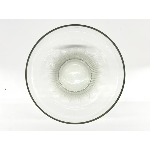 Danish Design Handcrafted Glass Bowl With Decorative Hand Etched Base – Made in Romania Elegant and sculptural Danish-...