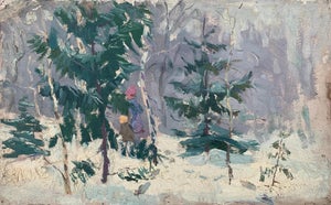 Forest Landscape Oil Painting, Ukrainian Art, 1960s