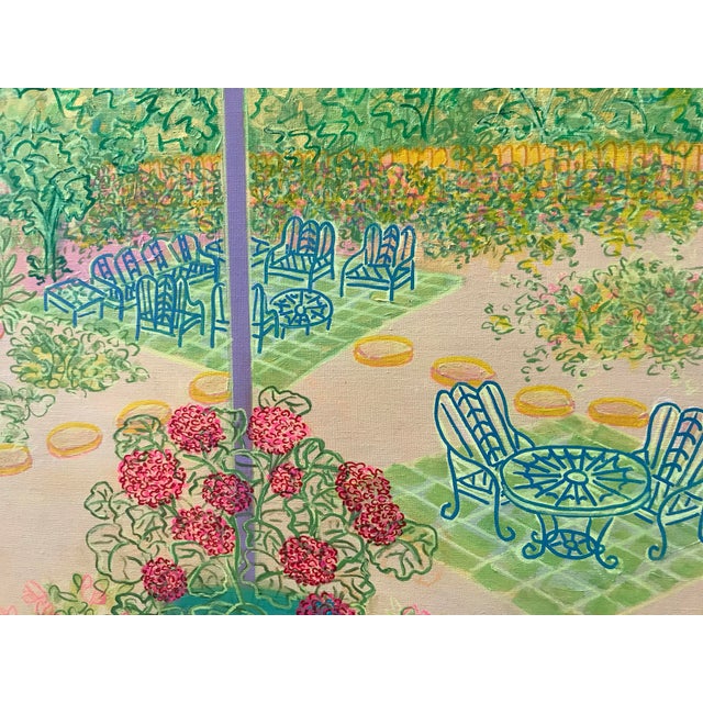 Impressionist 1990s Interiors Landscape Garden Party Molly J. Schiff Botanical Painting For Sale - Image 3 of 5