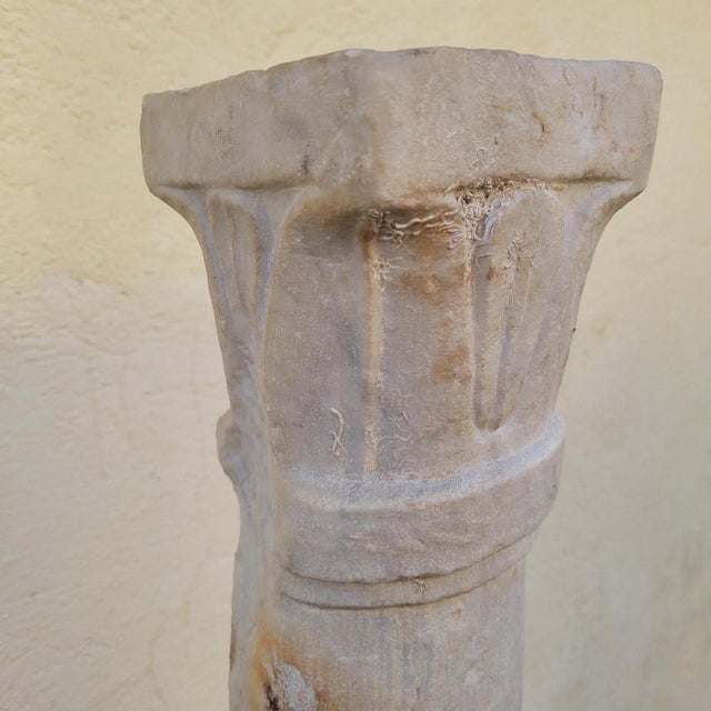 Column in Sculpted White Marble For Sale - Image 10 of 18