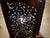 Large Brutalist ceramic table lamp with an openwork copper-colored metal shade featuring characteristic organic motifs, in...