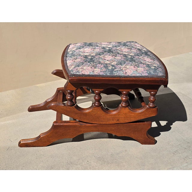 Vintage Rocking Ottoman Bench Victorian Style For Sale - Image 4 of 12