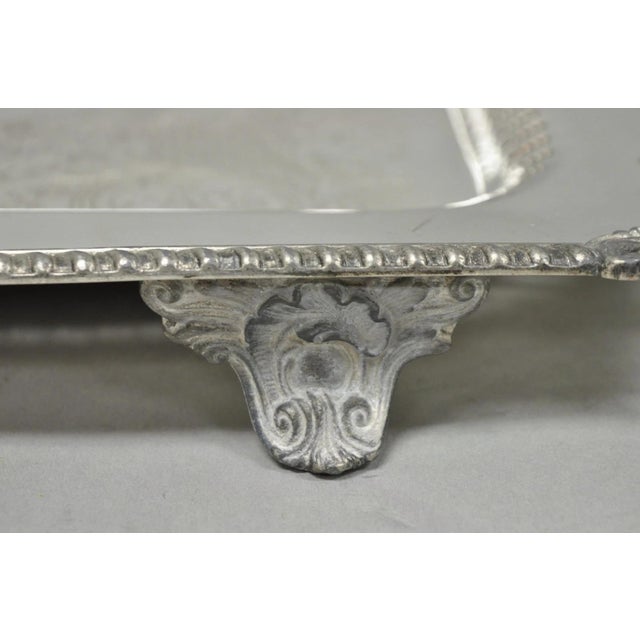 Vintage English Victorian Large Silver Plated Twin Handle Serving Platter Tray For Sale - Image 16 of 18