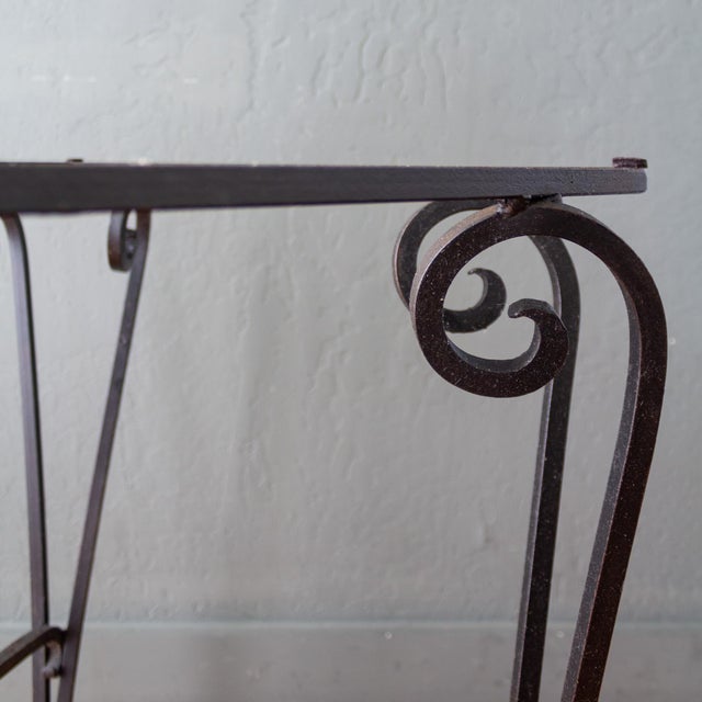 French Art Deco Black Wrought Iron Outdoor Patio Garden Table For Sale - Image 16 of 18