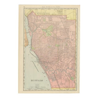 Antique Map of Buffalo, New York on Lake Erie by Ran McNally, 1899 For Sale