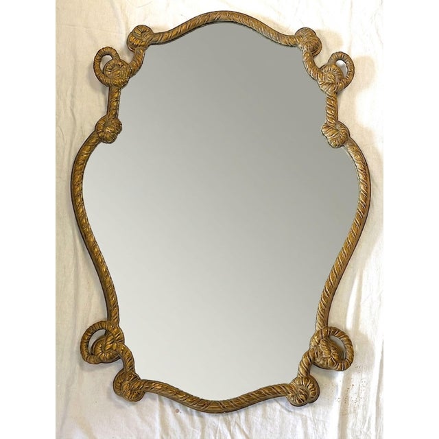 Vintage Hollywood Regency Gold Rope Motif Wall Mirror For Sale - Image 4 of 15