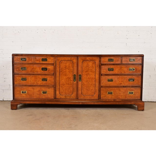 An exceptional Mid-Century Modern Hollywood Regency Campaign long dresser or credenza By Century Furniture USA, Circa...