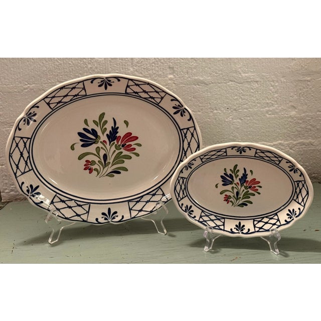 Blue Johnson Brothers - Provincial Floral Scalloped Platters - A Pair For Sale - Image 8 of 9
