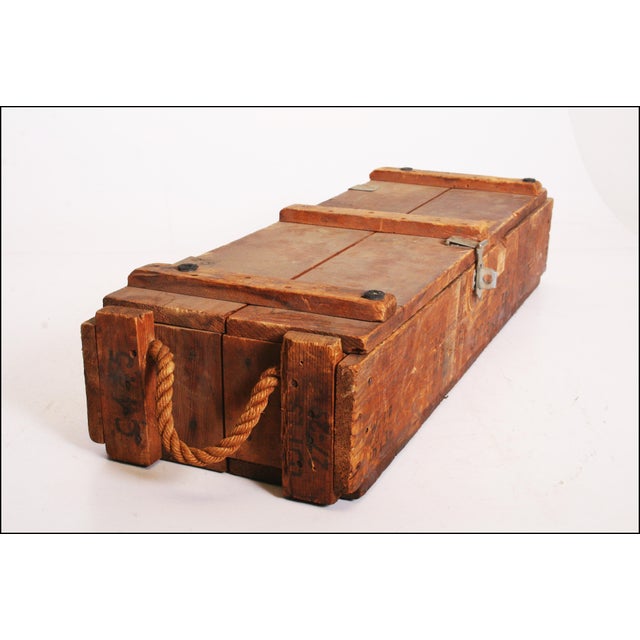 Vintage Industrial Military Wood Ammo Box with Rope Handles Chairish