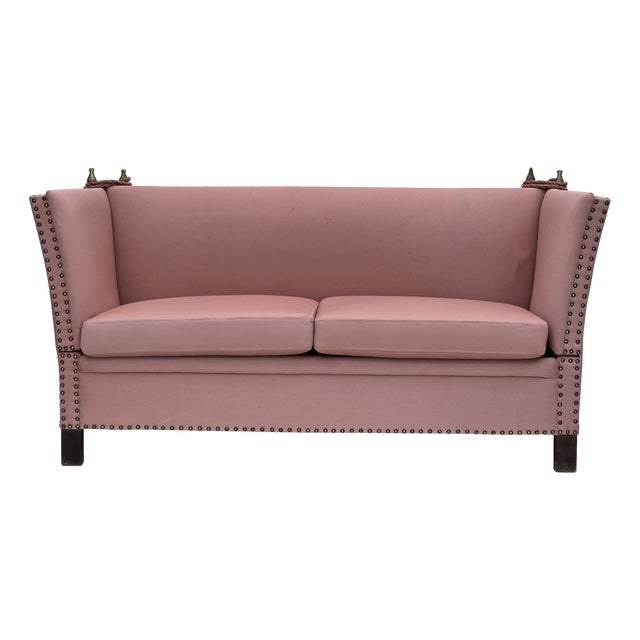 Danish Spanish Drop-Arm Two-Seater Sofa with Wool Upholstery, 1970s For Sale