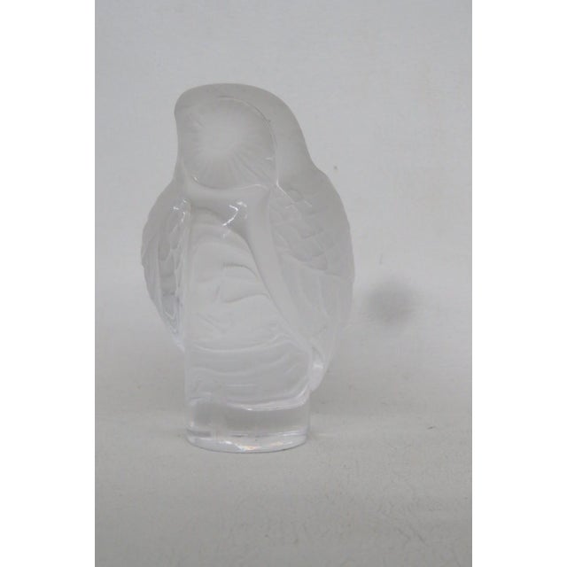 Lalique France Chouette Owl Figurine Frosted and Clear Crystal Paperweight 5198b For Sale - Image 10 of 16