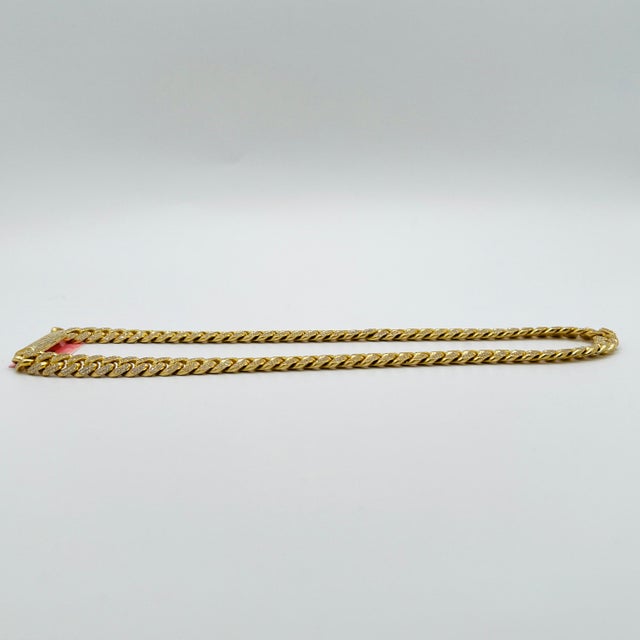 Metal Pave White Diamond Link Necklace in 14k Yellow Gold For Sale - Image 7 of 8