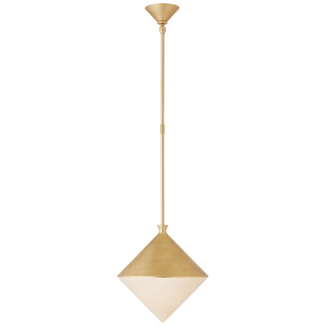 AERIN for Visual Comfort Signature Sarnen Small Pendant in Gild with White Glass For Sale