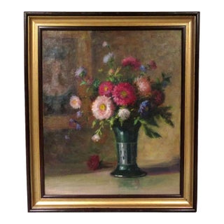 19th C. Russian O/C Still Life Painting of Bouquet For Sale