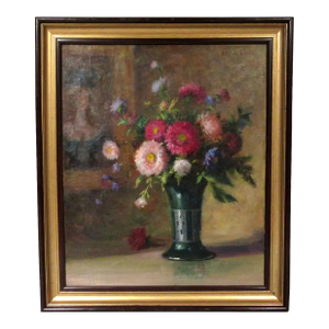19th C. Russian O/C Still Life Painting of Bouquet