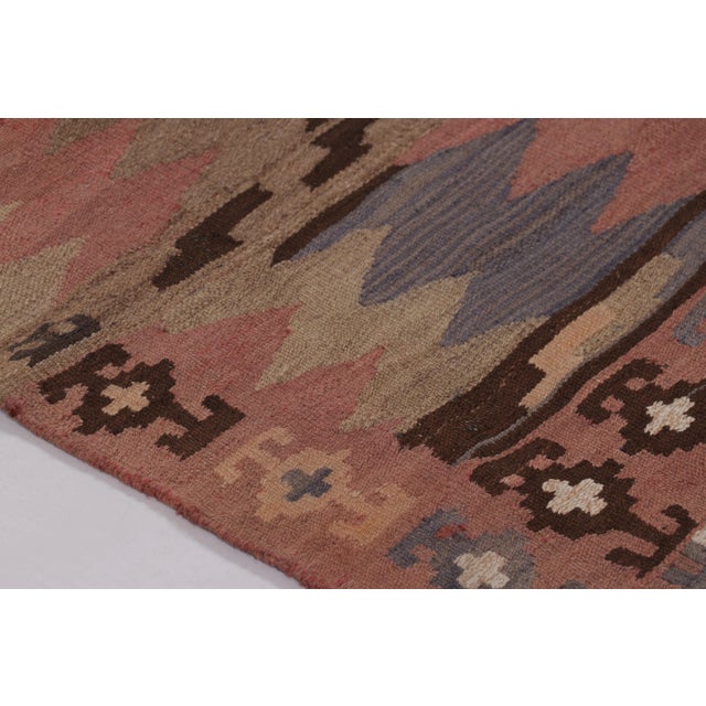Textile Vintage Persian Kilim Runner, Tribal Rug With Playful Chevrons - Rug & Kilim For Sale - Image 7 of 8