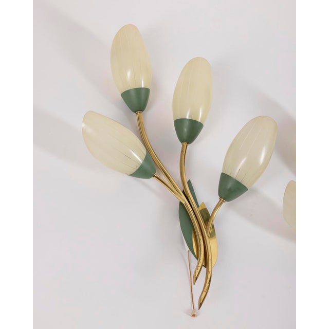 1950s Vintage Italian Floral Style Wall Lamps, 1950s, Set of 3 For Sale - Image 5 of 15