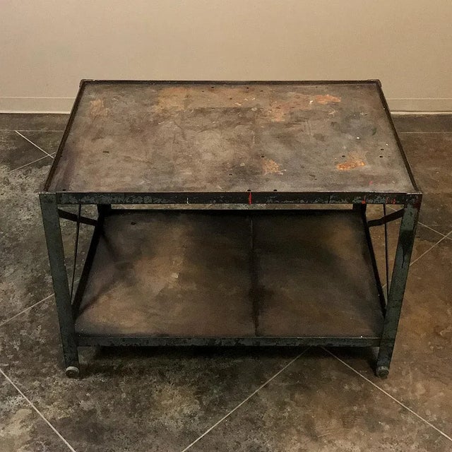 Early 20th Century Antique Industrial Steel Cart ~ Table For Sale - Image 5 of 11