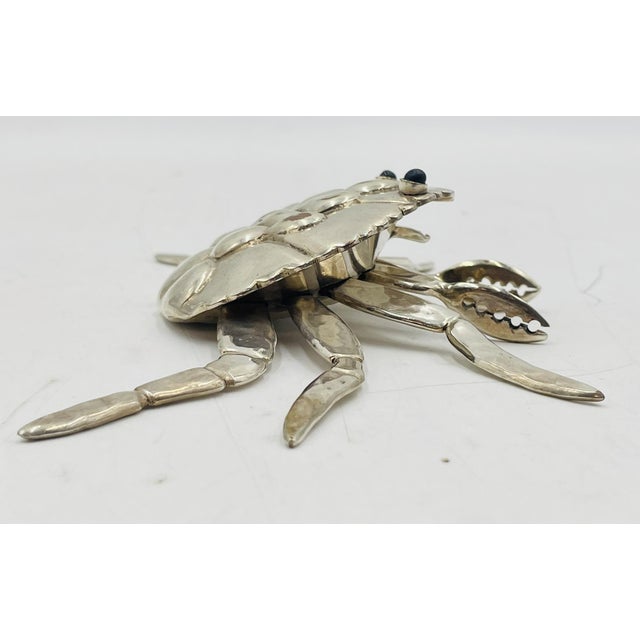Emilia Castillo 1980s Emilia Castillo Articulated Crab Sculpture, Silver Plated Brass, Mexican Art For Sale - Image 4 of 13