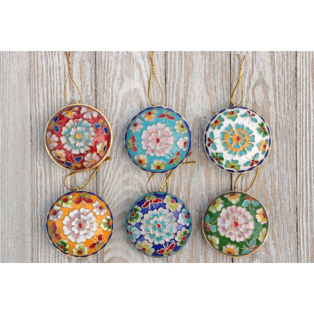 Moroccan Champlevé Cloisonné Ornaments, Set of 6 For Sale - Image 3 of 10