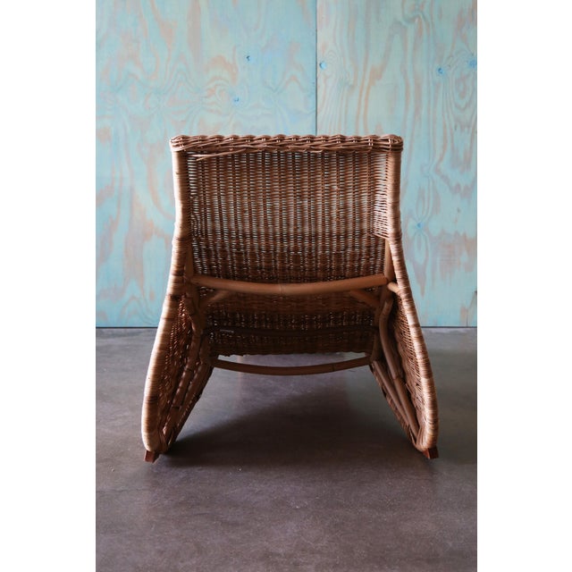 Wood Karl Malmvall for Ikea "Karlskorna" Woven Rattan Chaise Lounge Chair C. 1990s For Sale - Image 7 of 12