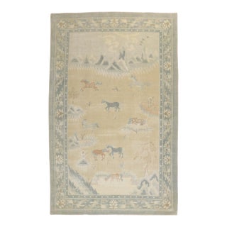 Antique Horse Herd Pictorial Chinese Rug - 5'7" x 8'1" For Sale