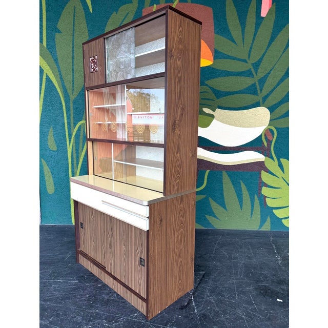 Brown Mid Century Tea Kitchenette Hutch For Sale - Image 8 of 16