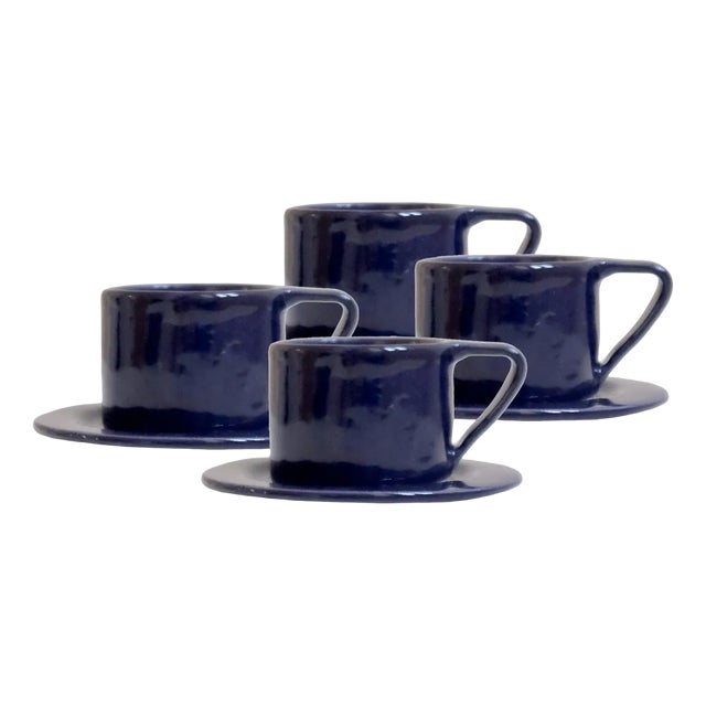Milano Notte Set of 4 Espresso Cups and Saucers by Marta Benet For Sale
