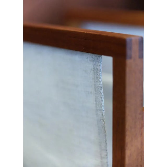 Wood Danish Magazine Rack Teak in Linen by Henning Wind Hansen for Sika Møbler, 1960s For Sale - Image 7 of 11