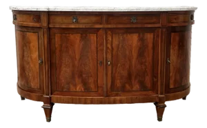 French 19th Century Louis XVI Mahogany Carrara Marble Top Demilune Sideboard